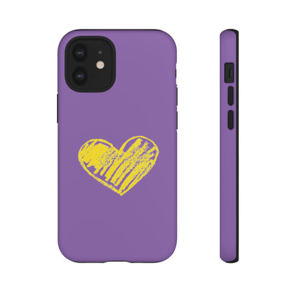 Yellow Heart, Purple Phone Case