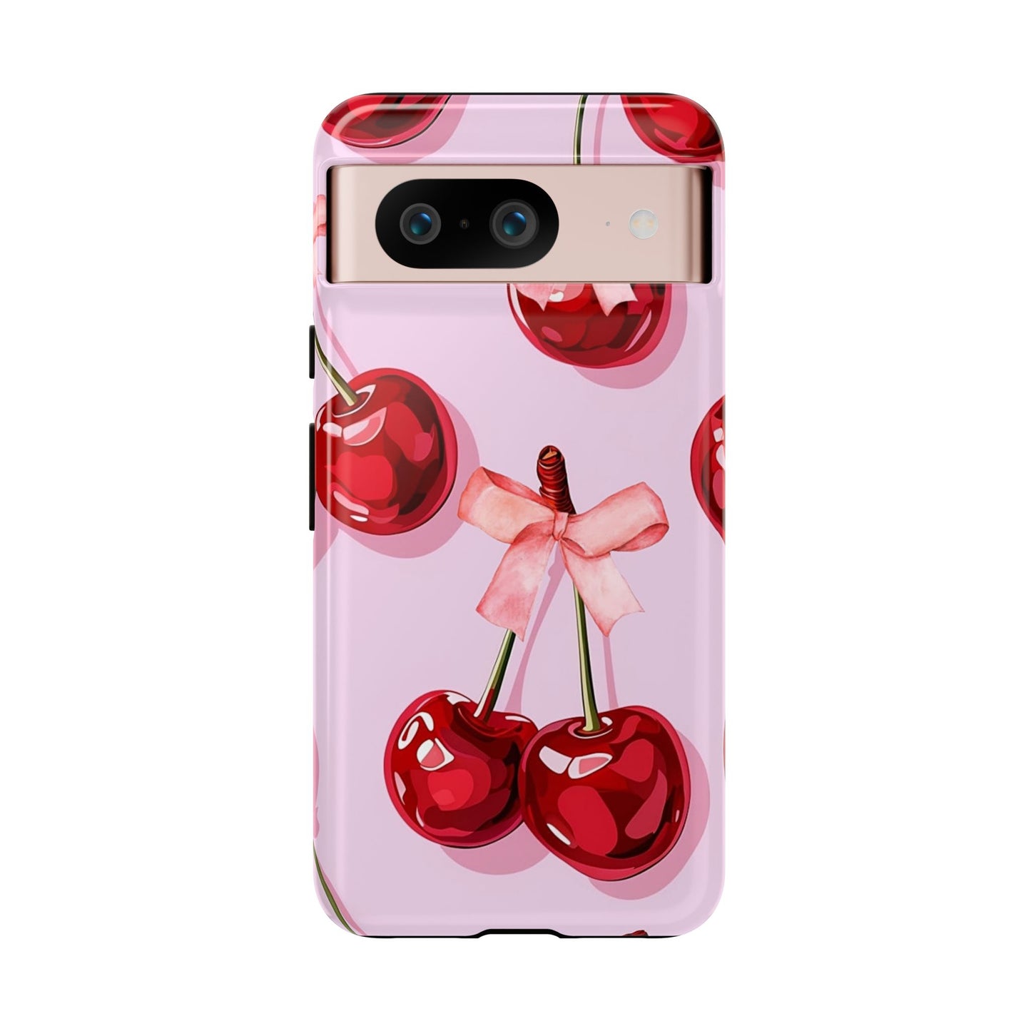 Cherry Ribbon Phone Cases for iPhone, Samsung Galaxy, and Google Pixel