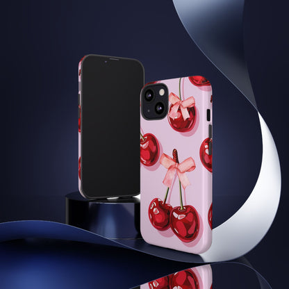 Cherry Ribbon Phone Cases for iPhone, Samsung Galaxy, and Google Pixel