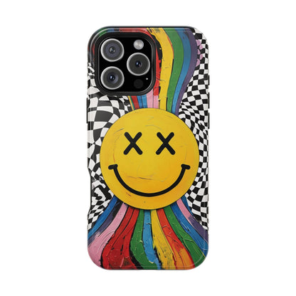 Colorful Smiley Face Magnetic Tough Case - Fun & Durable Phone Protection for iPhones