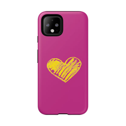 Yellow Heart, Pink Phone Case