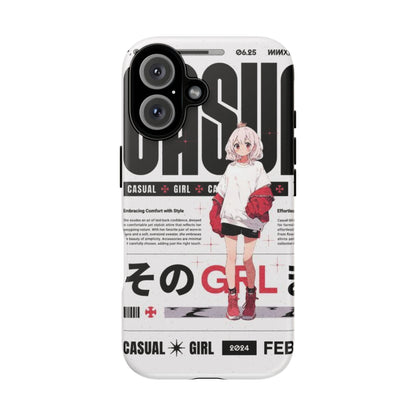 "Casual Girl" Anime Phone Cases for iPhone, Samsung Galaxy, and Google Pixel, Pick your size