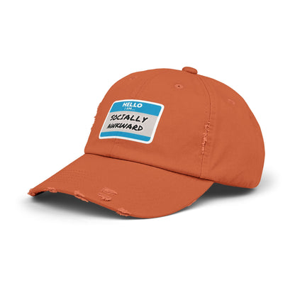 "Hello, I Am Socially Awkward" | Unisex Distressed Cap