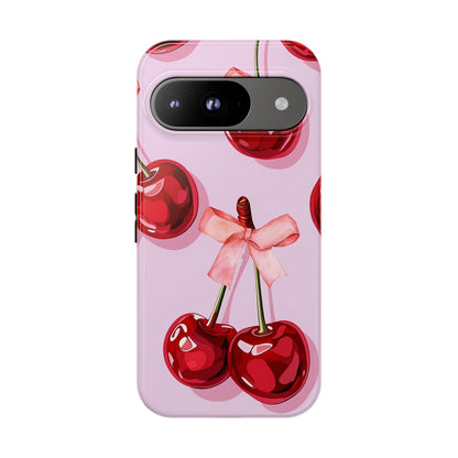 Cherry Ribbon Phone Cases for iPhone, Samsung Galaxy, and Google Pixel