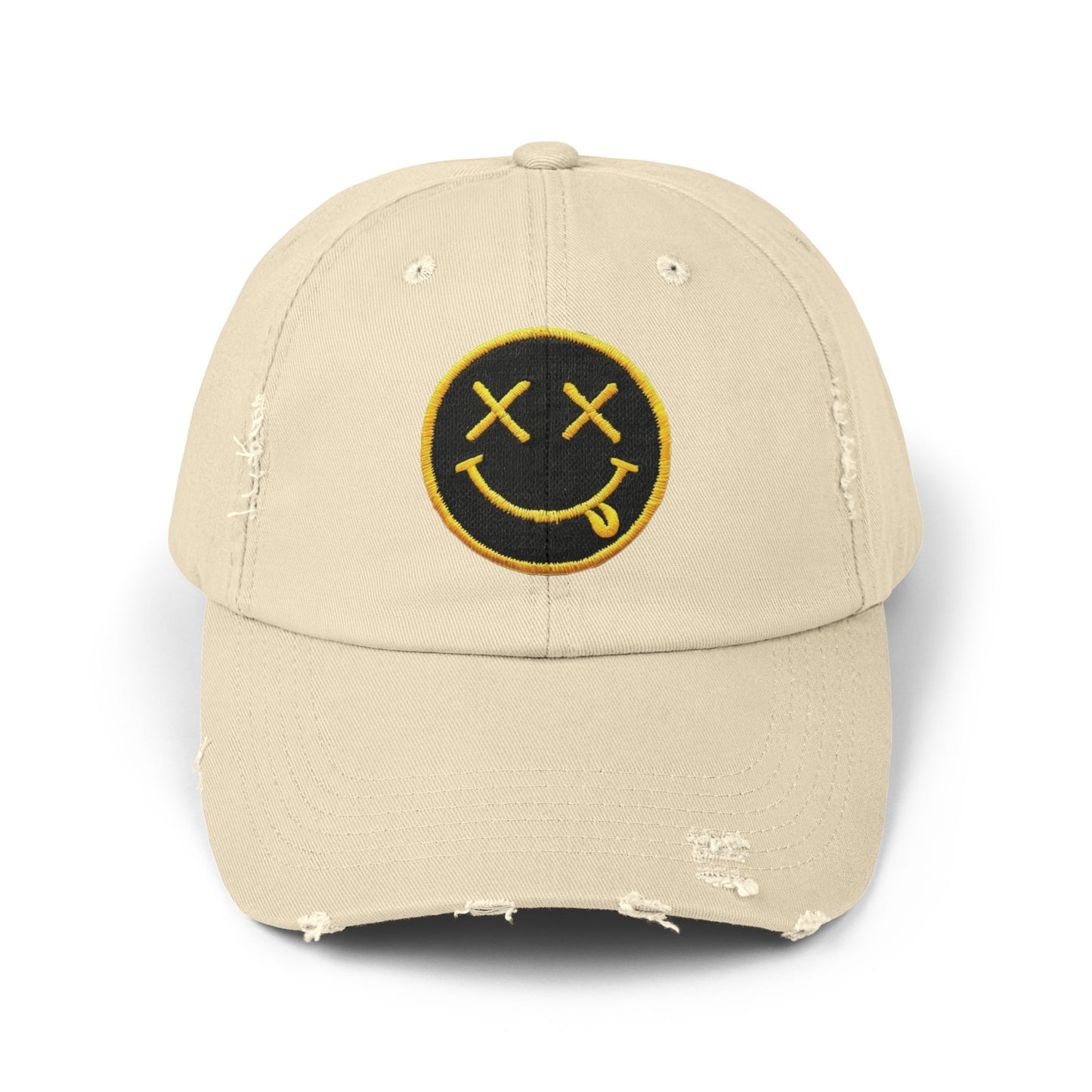 Smiley Face | Unisex Distressed Cap