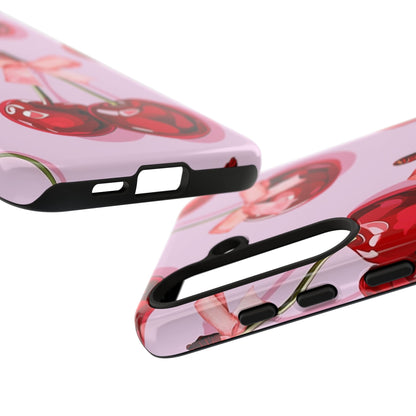 Cherry Ribbon Phone Cases for iPhone, Samsung Galaxy, and Google Pixel