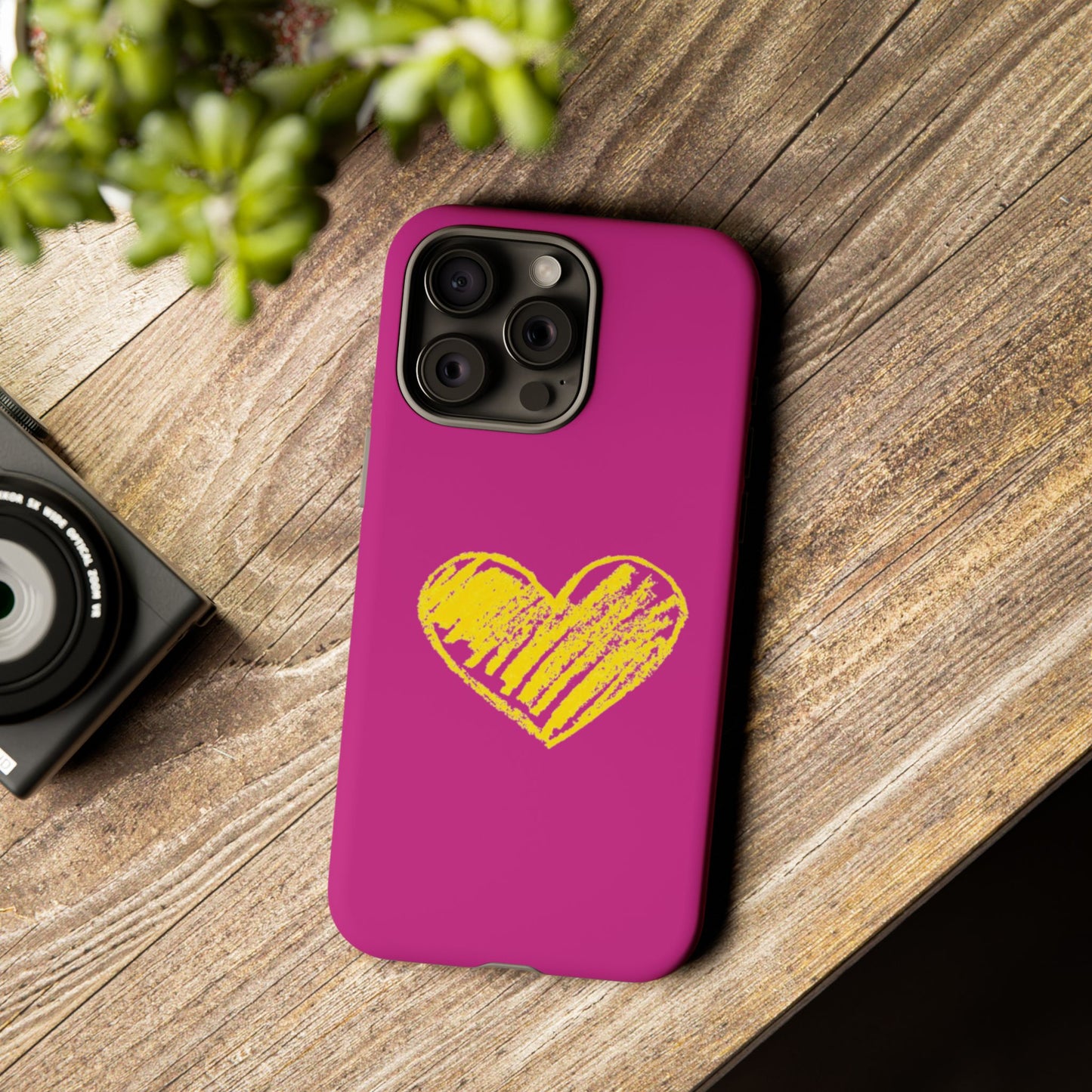 Yellow Heart, Pink Phone Case