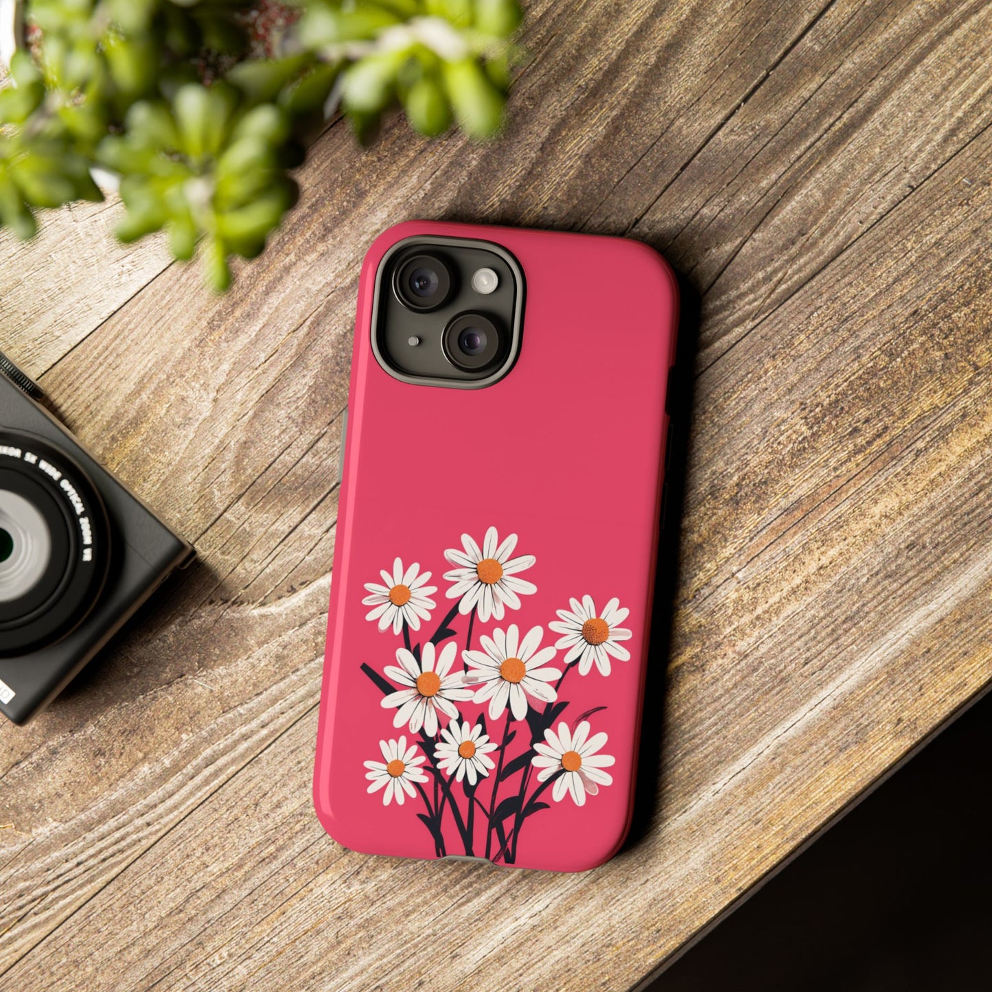 Daisy Flower Phone Case - Vibrant Pink Daisy Design