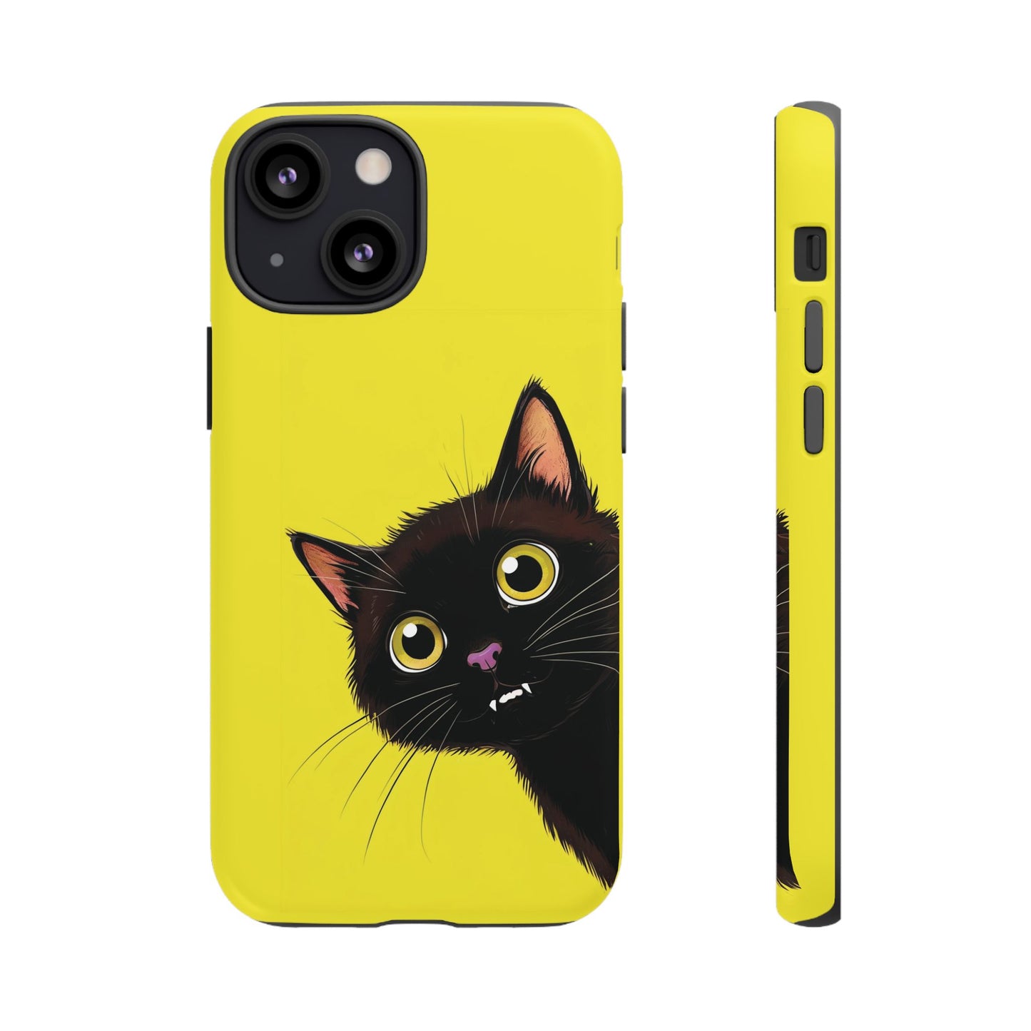 'Cute Cat' Yellow Phone Case