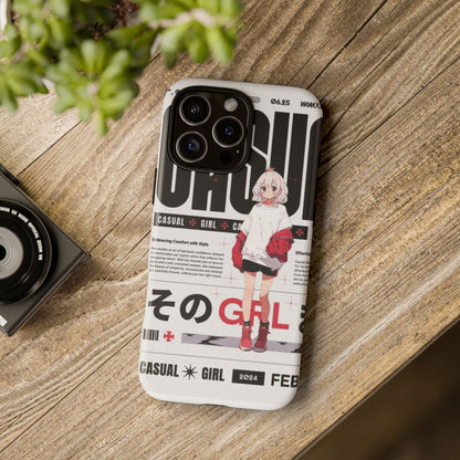 "Casual Girl" Anime Phone Cases for iPhone, Samsung Galaxy, and Google Pixel, Pick your size