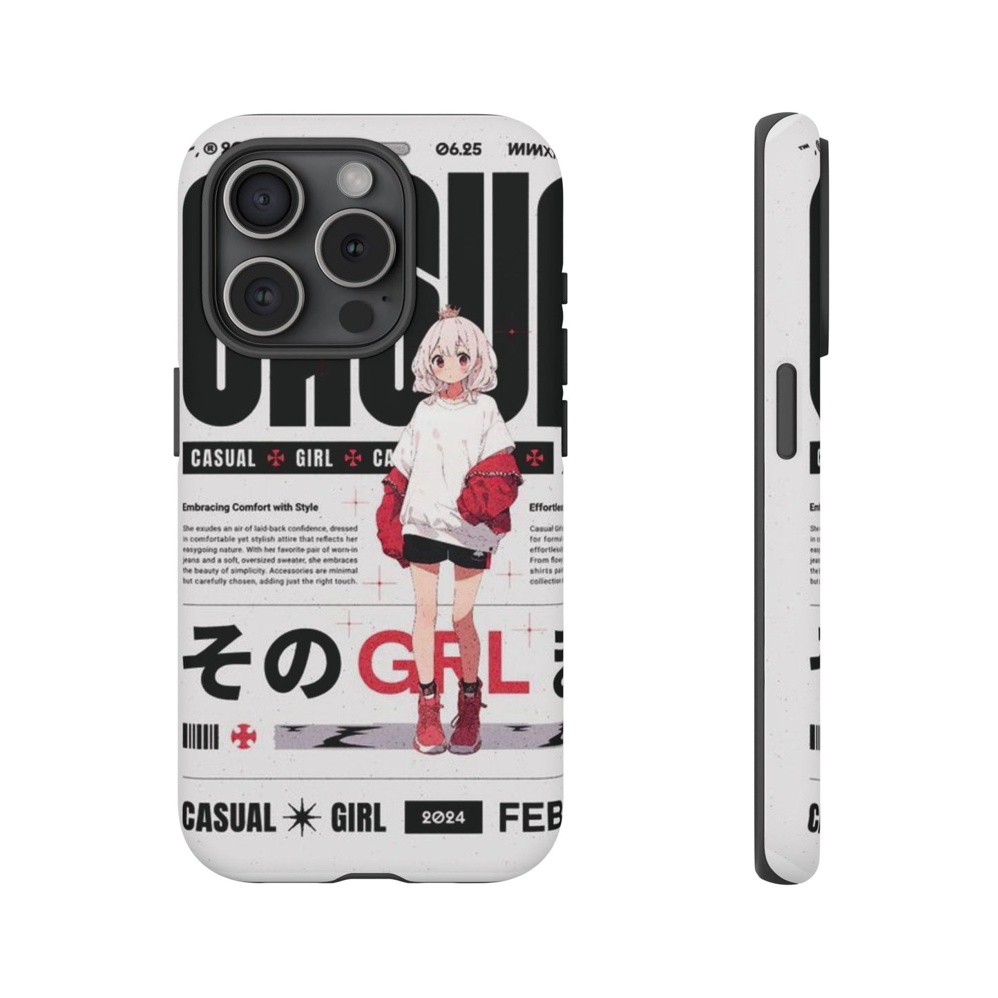 "Casual Girl" Anime Phone Cases for iPhone, Samsung Galaxy, and Google Pixel, Pick your size