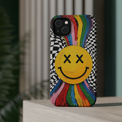 Colorful Smiley Face Magnetic Tough Case - Fun & Durable Phone Protection for iPhones