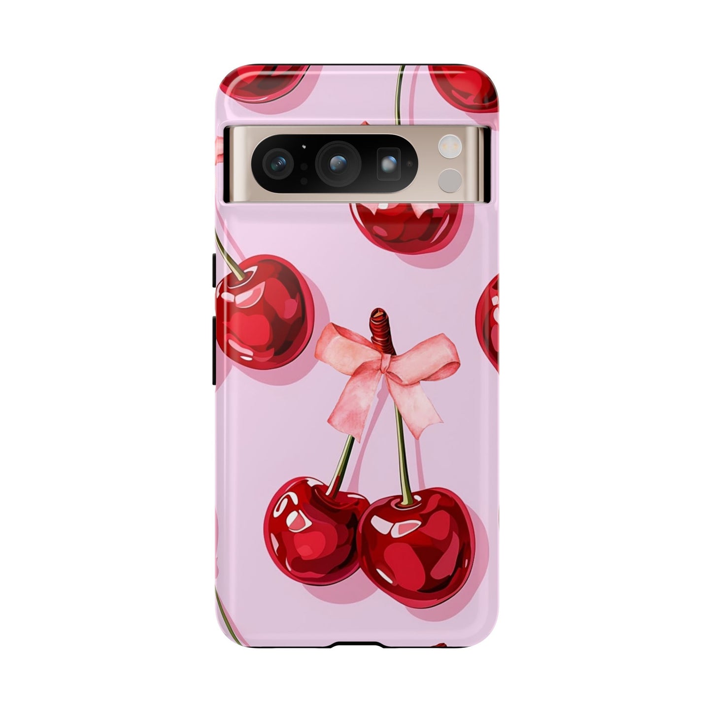 Cherry Ribbon Phone Cases for iPhone, Samsung Galaxy, and Google Pixel