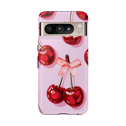 Cherry Ribbon Phone Cases for iPhone, Samsung Galaxy, and Google Pixel