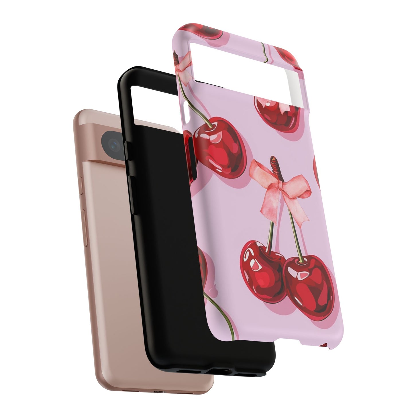 Cherry Ribbon Phone Cases for iPhone, Samsung Galaxy, and Google Pixel