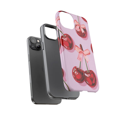 Cherry Ribbon Phone Cases for iPhone, Samsung Galaxy, and Google Pixel