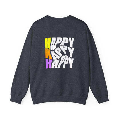 Happy Vibes Front And Back Design Sweatshirt - Smiley Face