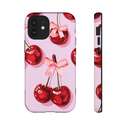 Cherry Ribbon Phone Cases for iPhone, Samsung Galaxy, and Google Pixel