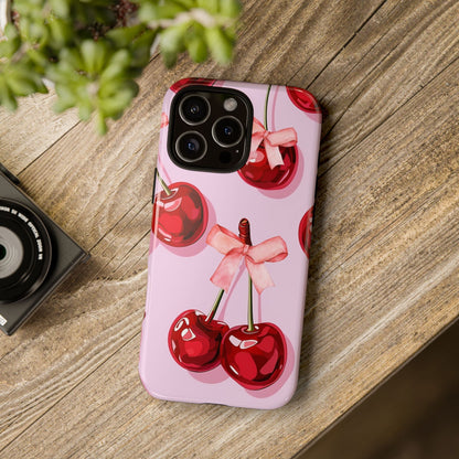 Cherry Ribbon Phone Cases for iPhone, Samsung Galaxy, and Google Pixel