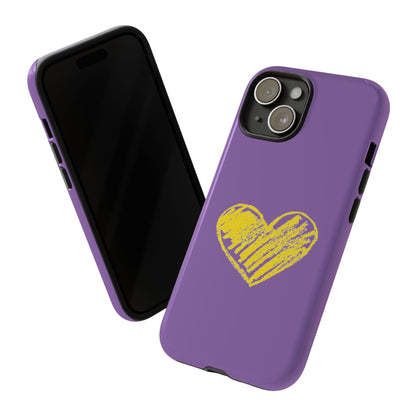 Yellow Heart, Purple Phone Case