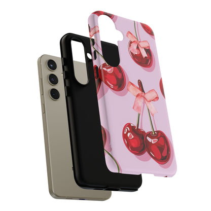 Cherry Ribbon Phone Cases for iPhone, Samsung Galaxy, and Google Pixel