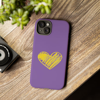 Yellow Heart, Purple Phone Case