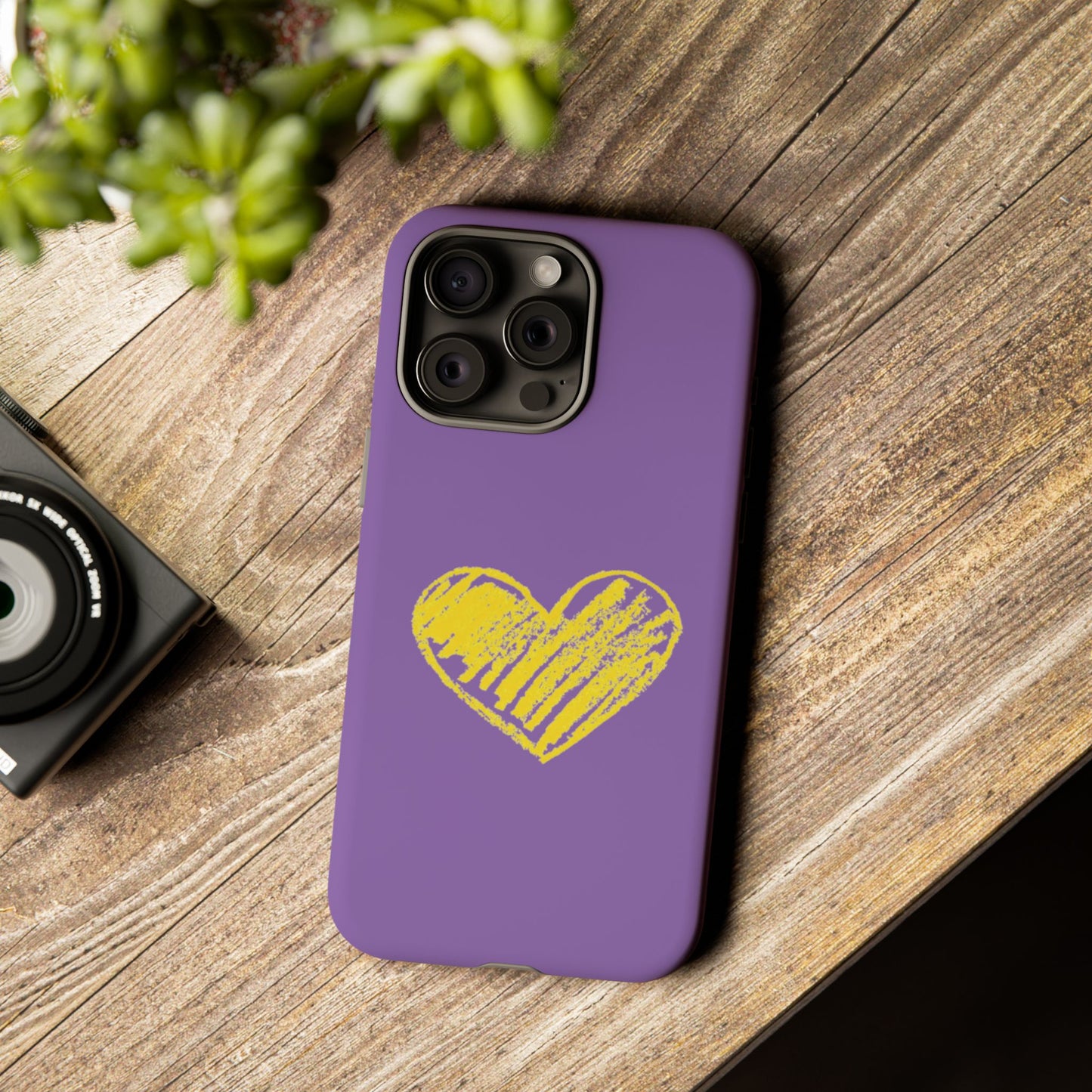 Yellow Heart, Purple Phone Case