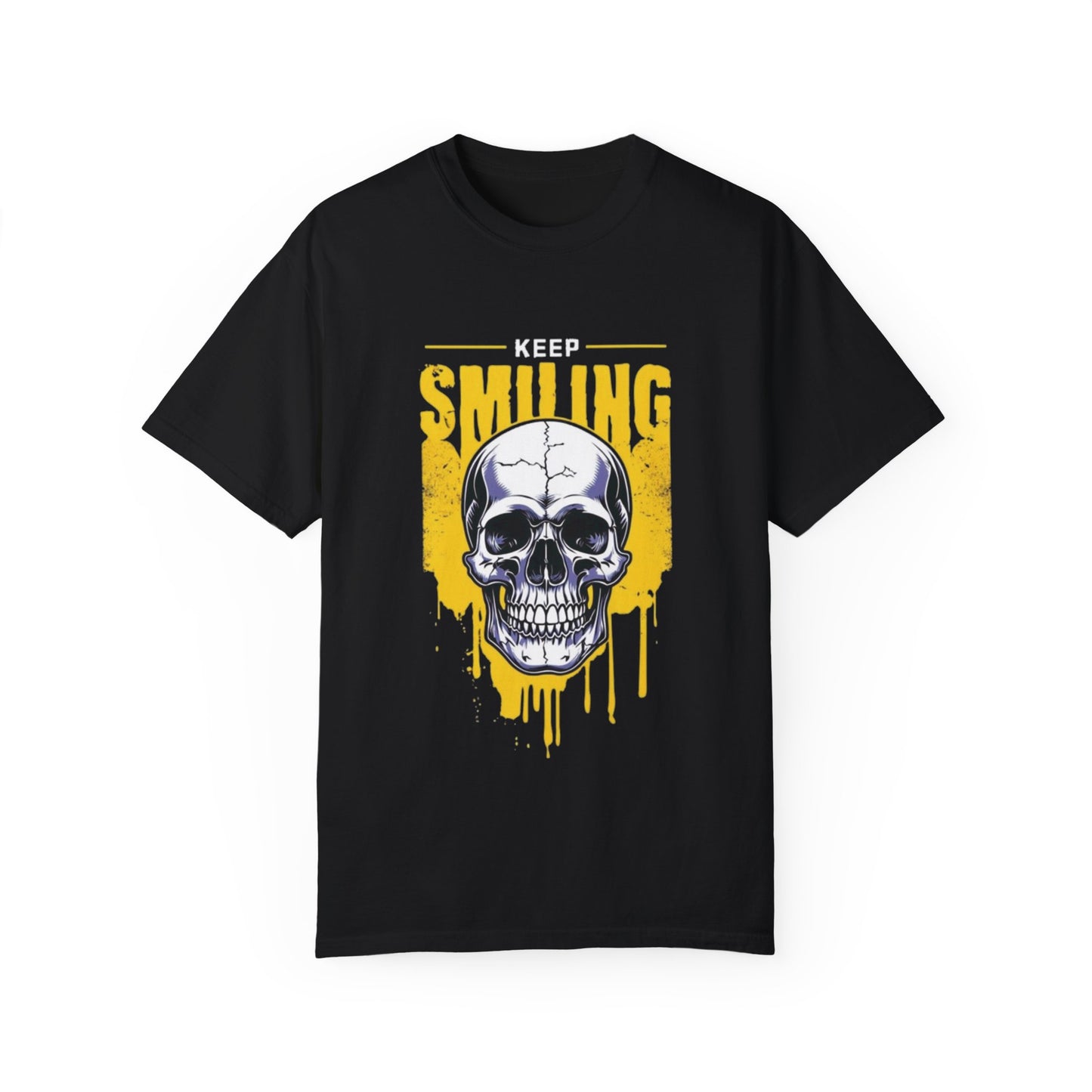 "Keep Smiling" Skull T-Shirt for Men and Women, Unisex Garment-Dyed T-shirt