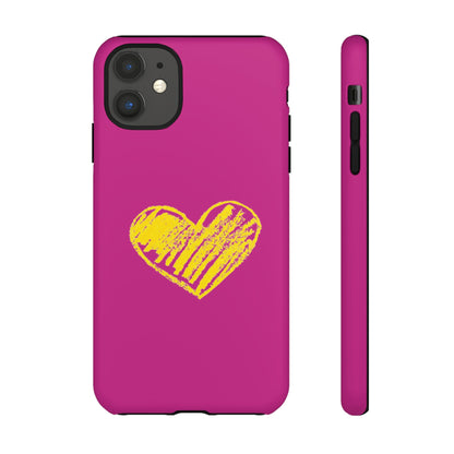 Yellow Heart, Pink Phone Case