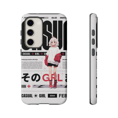 "Casual Girl" Anime Phone Cases for iPhone, Samsung Galaxy, and Google Pixel, Pick your size