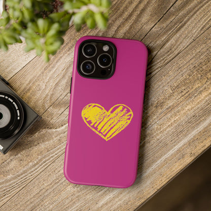 Yellow Heart, Pink Phone Case