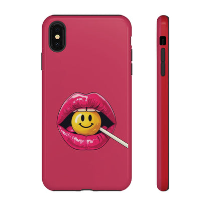 Lips & A Smiley Face Lollipop Phone Case