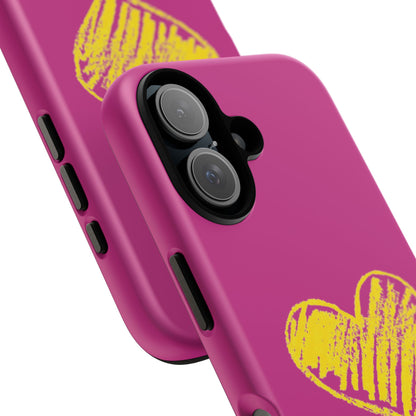 Yellow Heart, Pink Phone Case