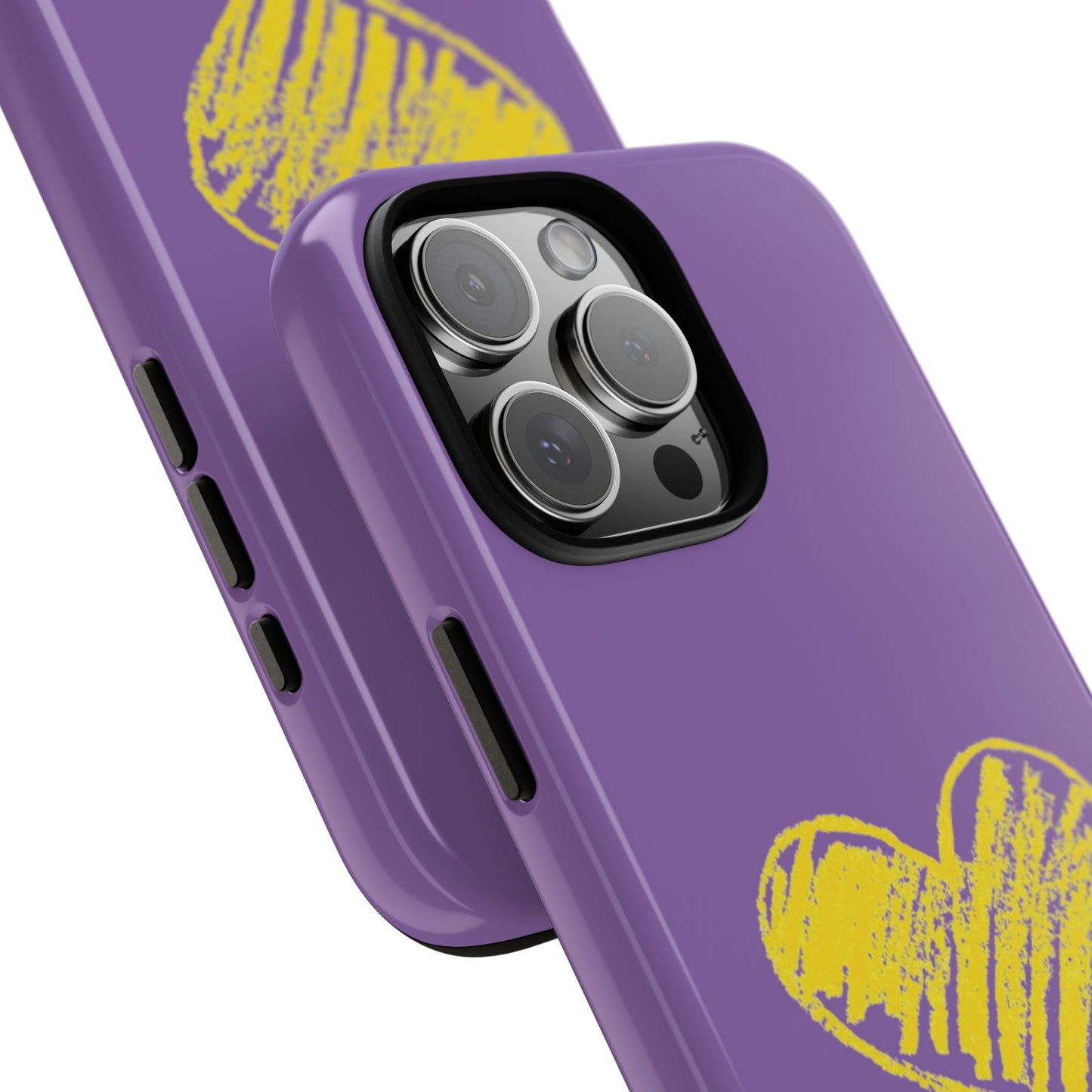 Yellow Heart, Purple Phone Case