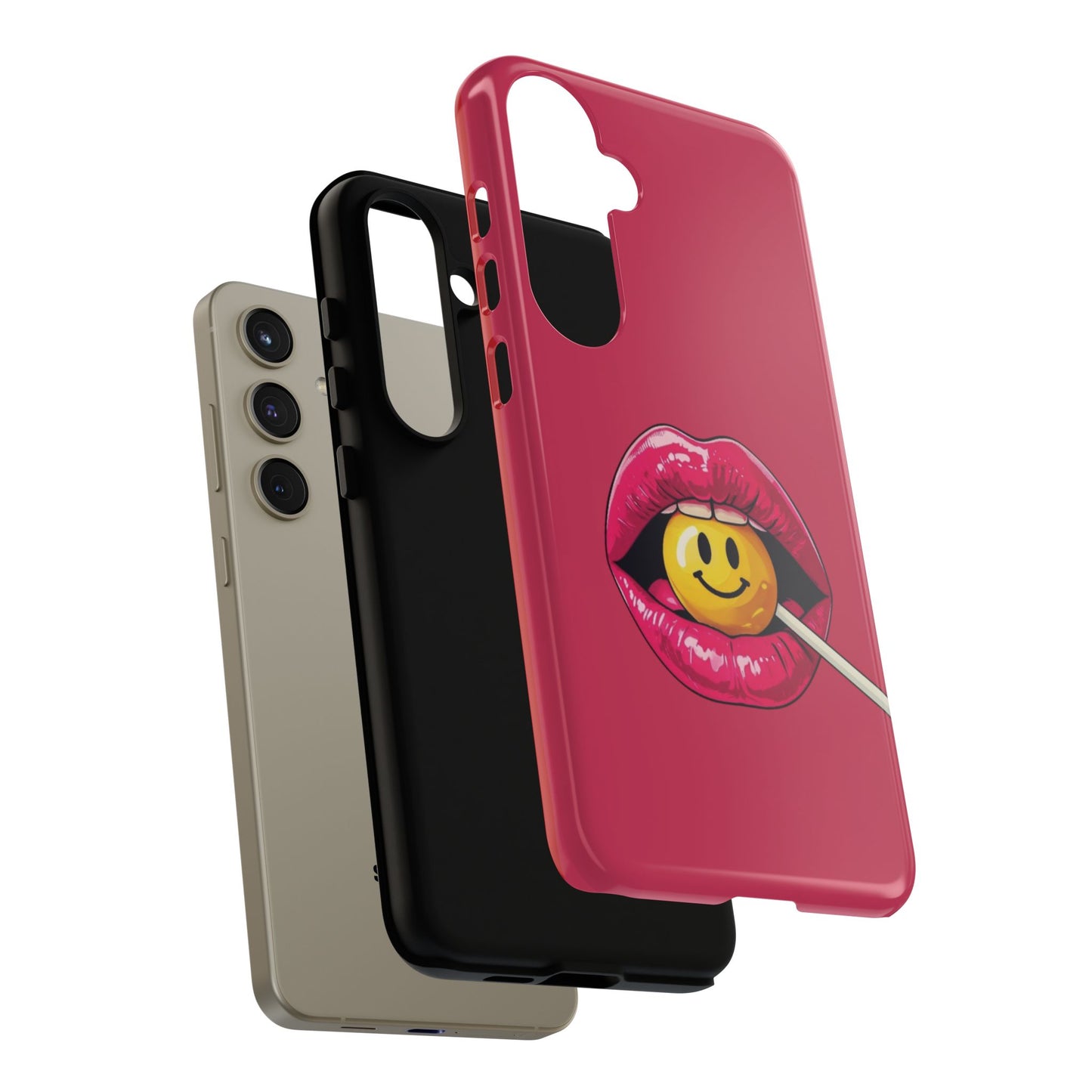 Lips & A Smiley Face Lollipop Phone Case