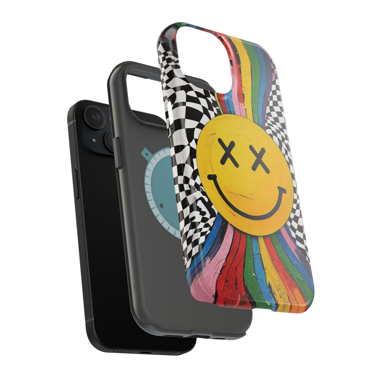 Colorful Smiley Face Magnetic Tough Case - Fun & Durable Phone Protection for iPhones