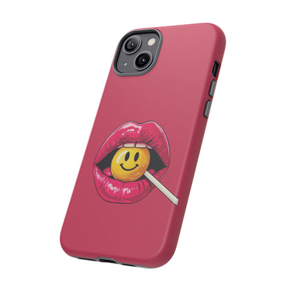 Lips & A Smiley Face Lollipop Phone Case