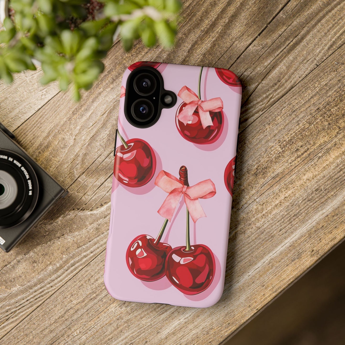 Cherry Ribbon Phone Cases for iPhone, Samsung Galaxy, and Google Pixel