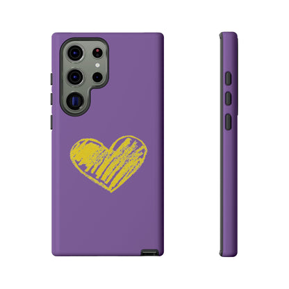 Yellow Heart, Purple Phone Case