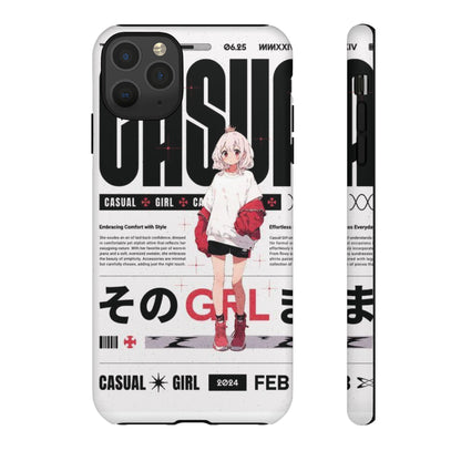 "Casual Girl" Anime Phone Cases for iPhone, Samsung Galaxy, and Google Pixel, Pick your size