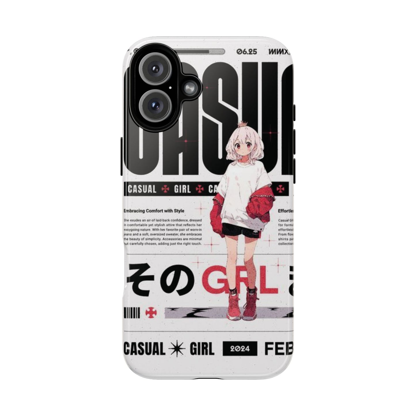 "Casual Girl" Anime Phone Cases for iPhone, Samsung Galaxy, and Google Pixel, Pick your size