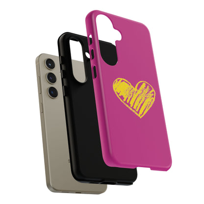 Yellow Heart, Pink Phone Case