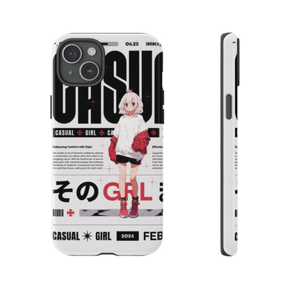 "Casual Girl" Anime Phone Cases for iPhone, Samsung Galaxy, and Google Pixel, Pick your size