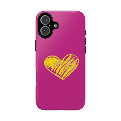 Yellow Heart, Pink Phone Case