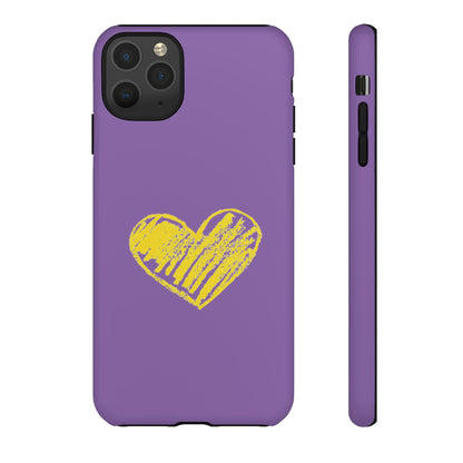 Yellow Heart, Purple Phone Case