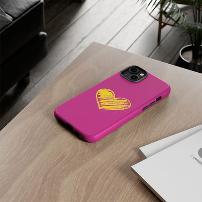 Yellow Heart, Pink Phone Case