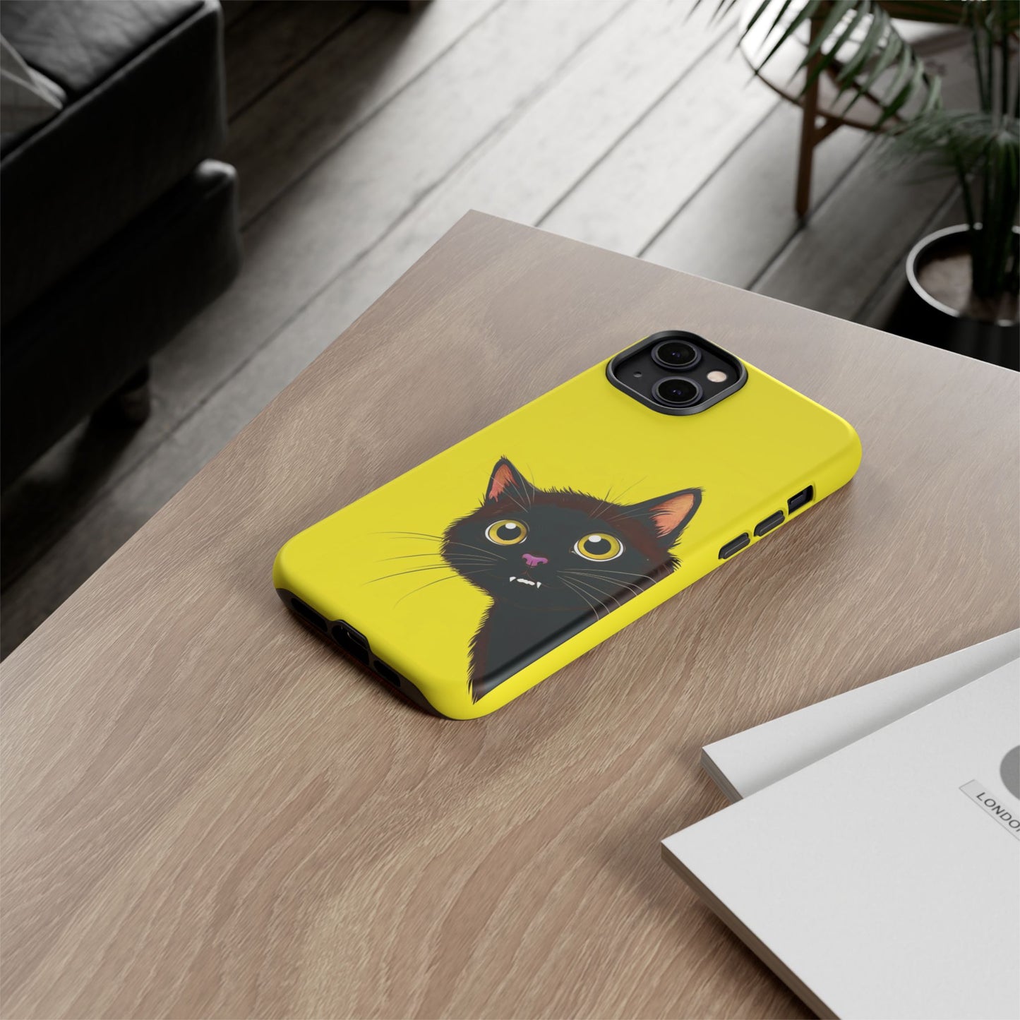 'Cute Cat' Yellow Phone Case