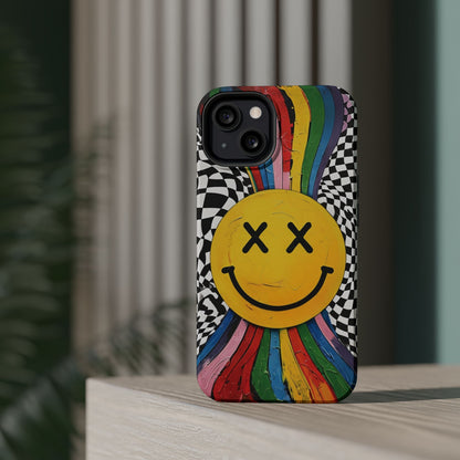 Colorful Smiley Face Magnetic Tough Case - Fun & Durable Phone Protection for iPhones