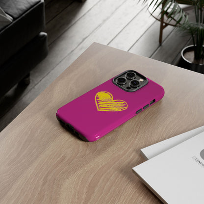 Yellow Heart, Pink Phone Case