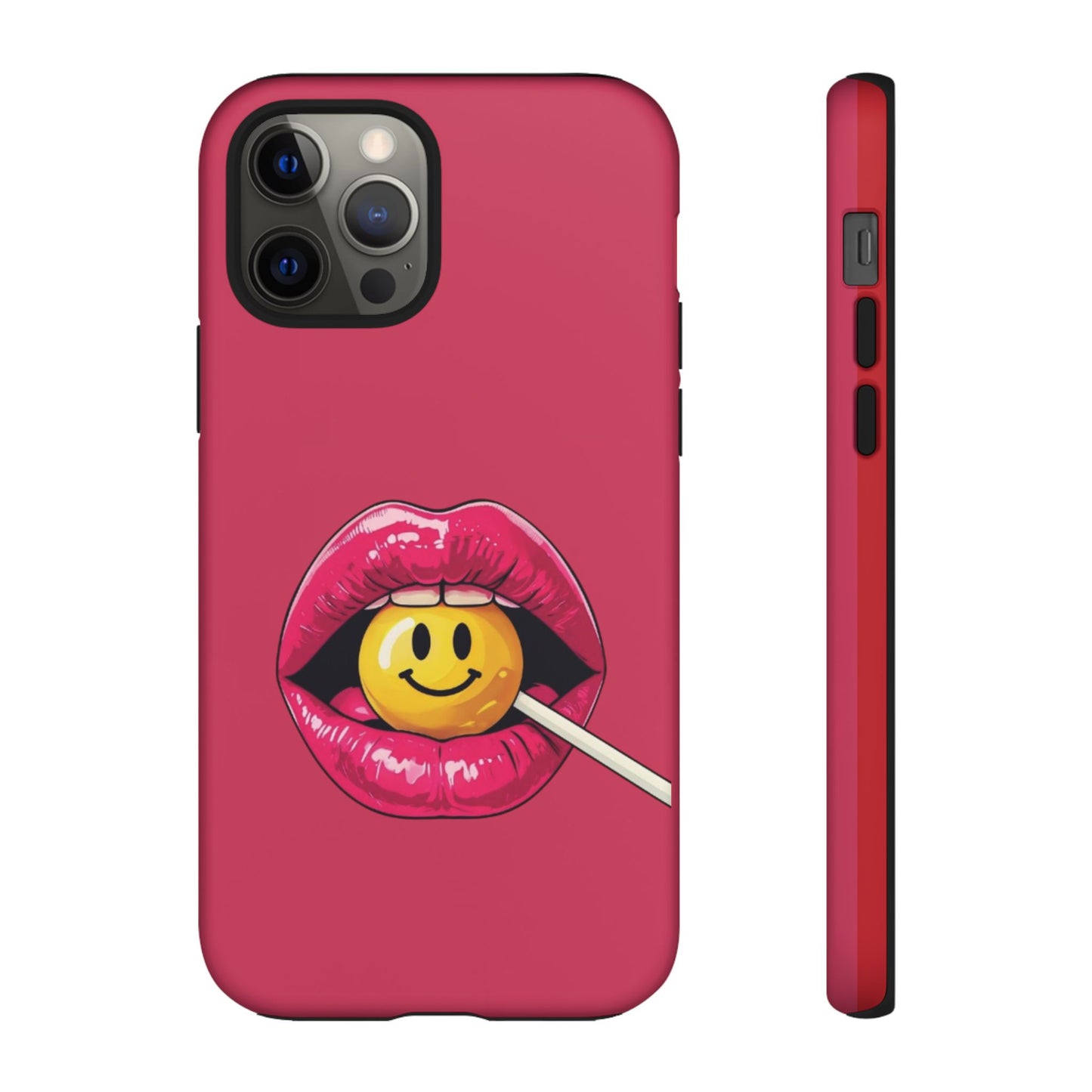 Lips & A Smiley Face Lollipop Phone Case